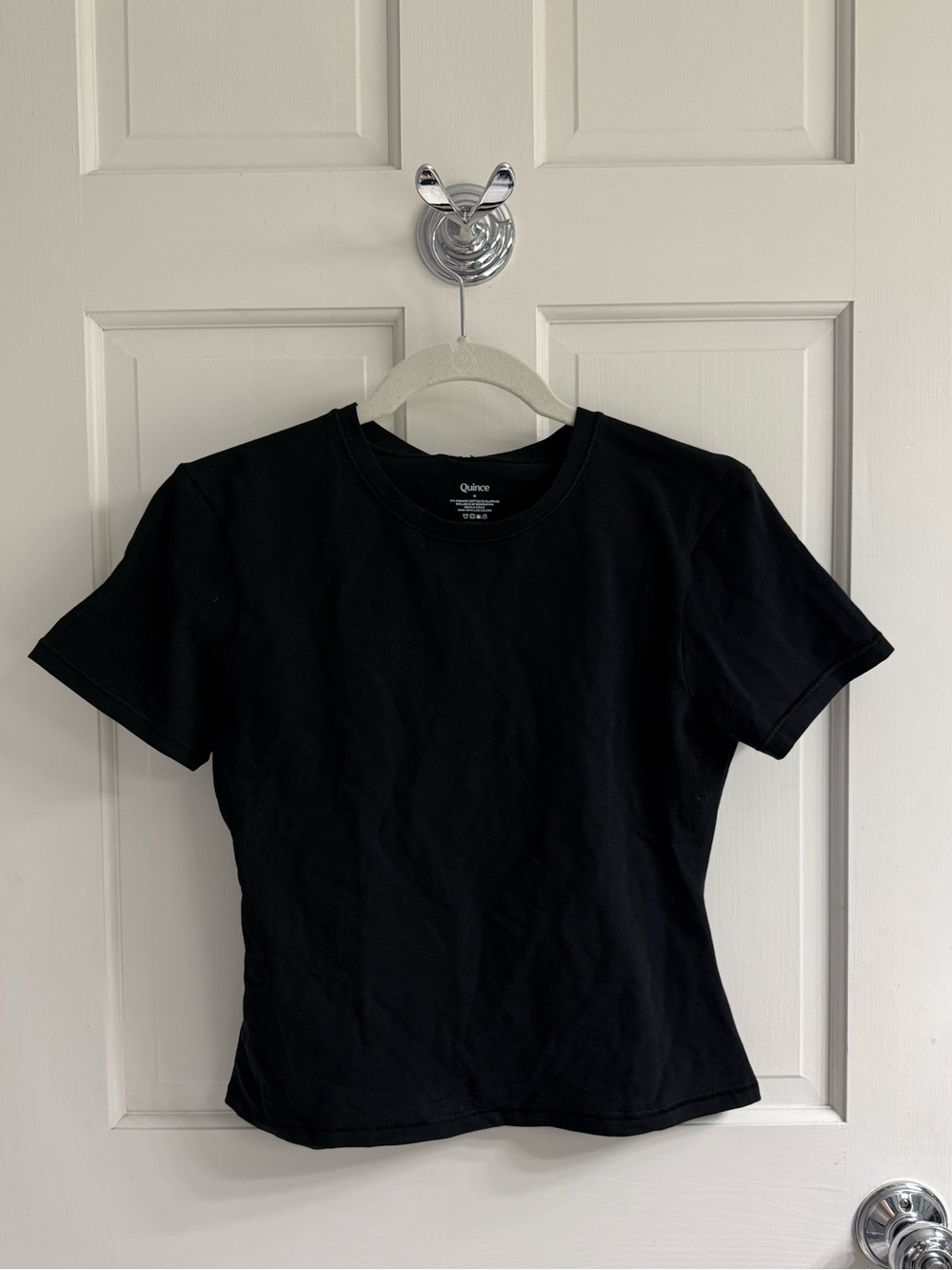 NWT Quince Organic Cotton Fitted Crewneck Tee Black Size Medium